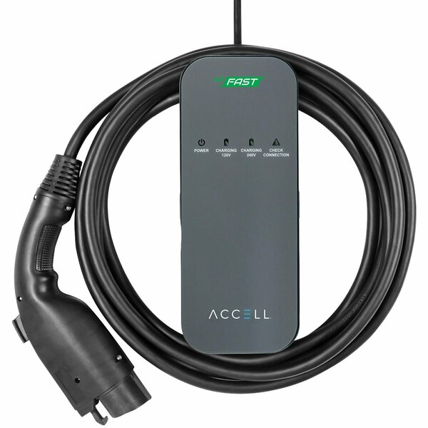 Accell AxFAST 16-Amp Dual-Voltage Level 1 or Level 2 Portable Electric Vehicle Charger EVSE24.6 ft Cable P-120240V.USA-001